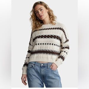 NWT Polo Ralph Lauren Geometric Print Cotton Blend Sweater $298